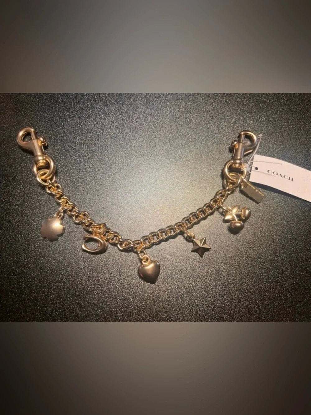 Coach Gold Charm Bracelet with Star, Heart, Cherry and C Logo Charms - Picture 2 of 2